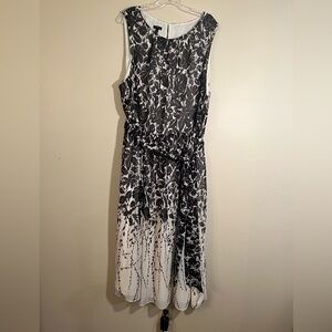 Black and White Floral Sleeveless Dress